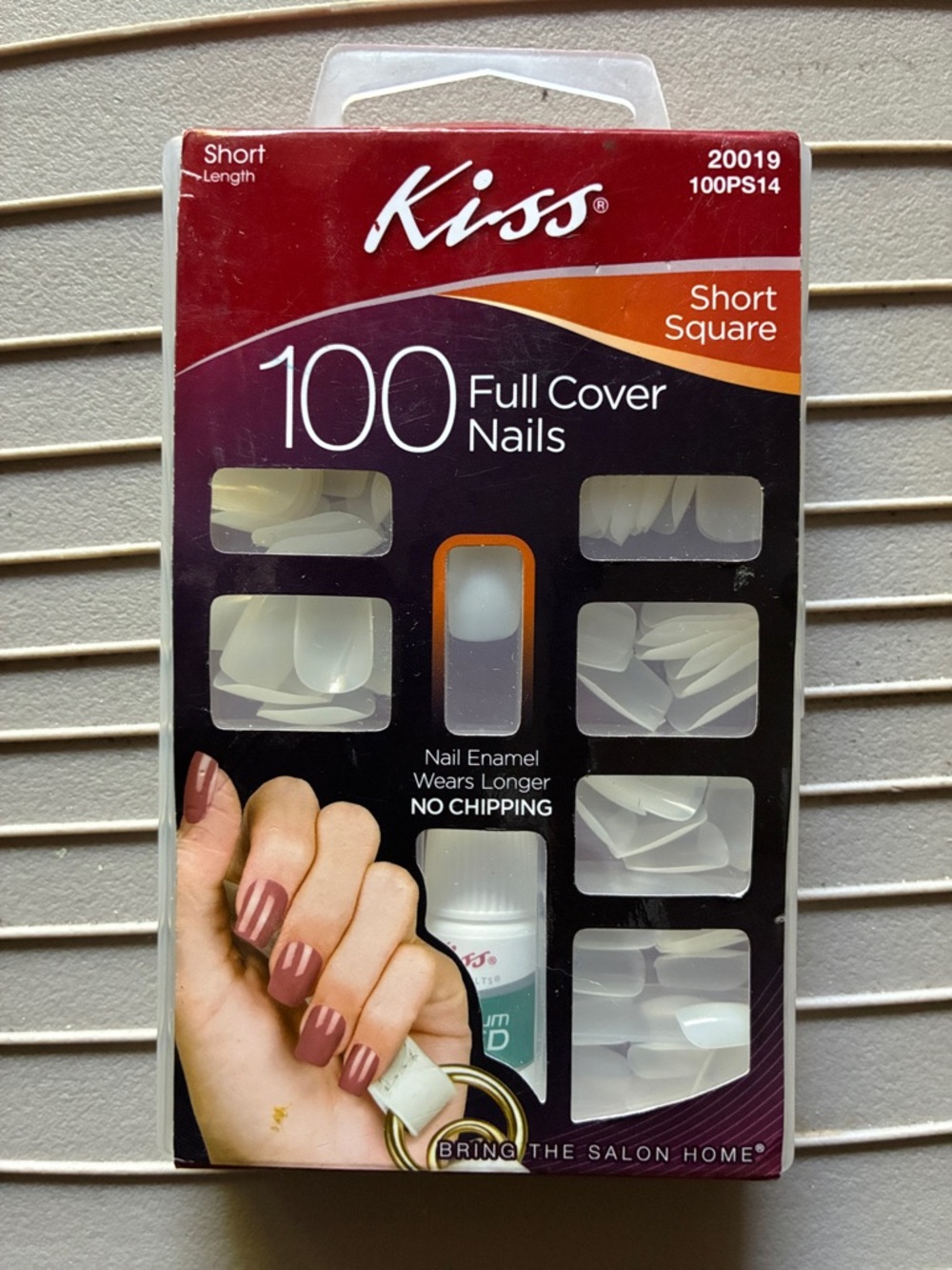Kiss Short Square Full Cover Nails - Cream White